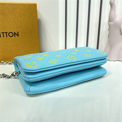 L.V Coussin Pochette Monogram Embossed Lambskin Lt Blue M80744