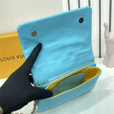 L.V Coussin Pochette Monogram Embossed Lambskin Lt Blue M80744