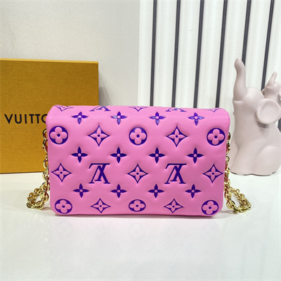 L.V Coussin Pochette Monogram Embossed Lambskin Hot Pink M80745