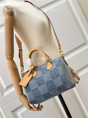 L.V Speedy Bandoulière 25 Damier Denim 3D cotton canvas Blue N40700