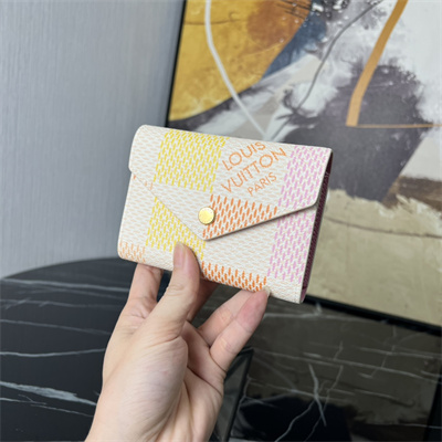 L.V Victorine Wallet Damier coated canvas Peach Pink N40750