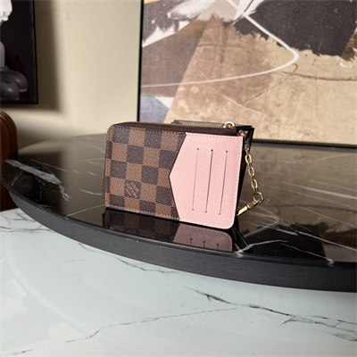 LV Card Holder Recto Verso Damier Ebene Canvas Pink N60405