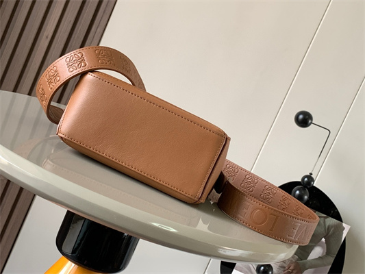 L0ew* mini puzzle bag in soft grained calfskin with wide strap