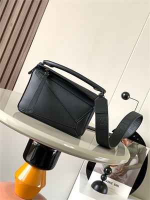 L0ew* mini puzzle bag in soft grained calfskin with wide strap