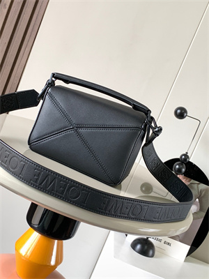 L0ew* mini puzzle bag in soft grained calfskin with wide strap
