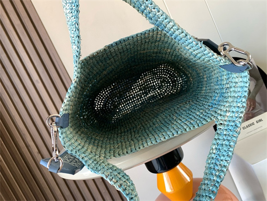 L0ew* mini slit bag in raffia and calfskin