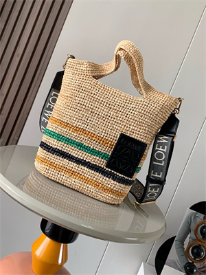L0ew* mini slit bag in raffia and calfskin