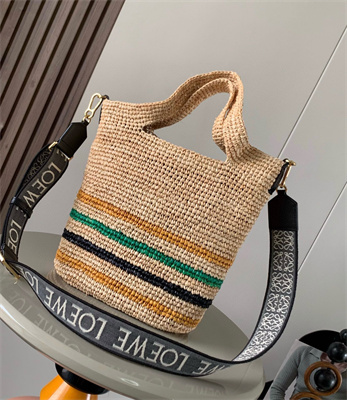 L0ew* mini slit bag in raffia and calfskin