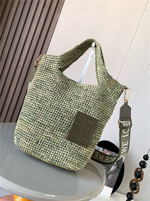 L0ew* mini slit bag in raffia and calfskin