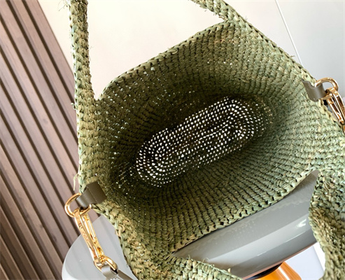 L0ew* mini slit bag in raffia and calfskin