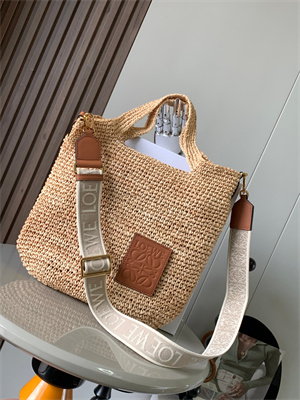 L0ew* mini slit bag in raffia and calfskin