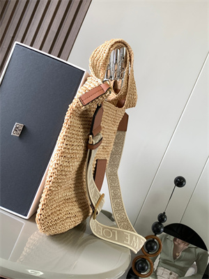 L0ew* mini slit bag in raffia and calfskin