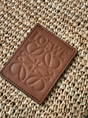 L0ew* mini slit bag in raffia and calfskin