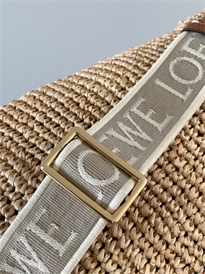 L0ew* mini slit bag in raffia and calfskin