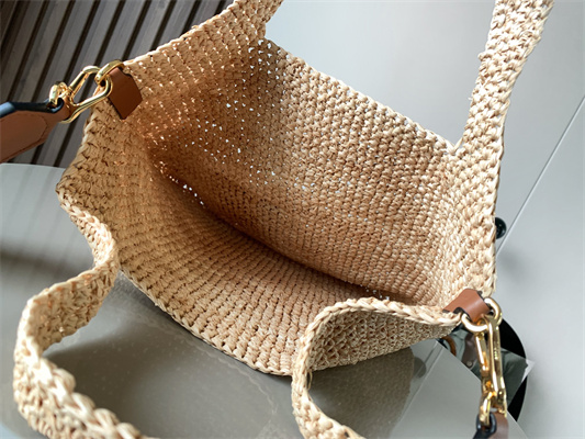 L0ew* mini slit bag in raffia and calfskin