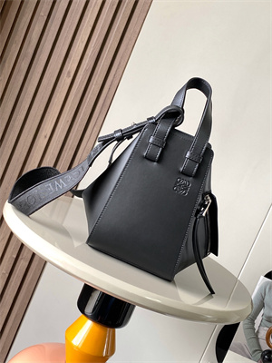 L0ew* compact hammock bag in satin calfskin with jacquard strap