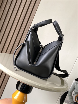 L0ew* compact hammock bag in satin calfskin with jacquard strap