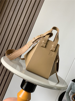 L0ew* compact hammock bag in satin calfskin with jacquard strap