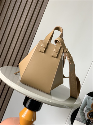 L0ew* compact hammock bag in satin calfskin with jacquard strap