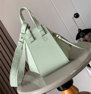 L0ew* compact hammock bag in satin calfskin with jacquard strap