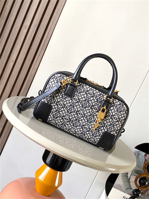 L0ew* amazona 23 bag in anagram jacquard and calfskin black