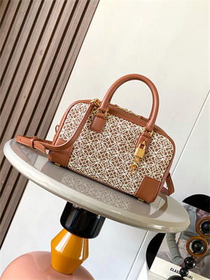 L0ew* amazona 23 bag in anagram jacquard and calfskin brown