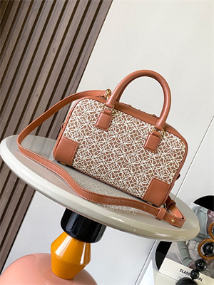 L0ew* amazona 23 bag in anagram jacquard and calfskin brown