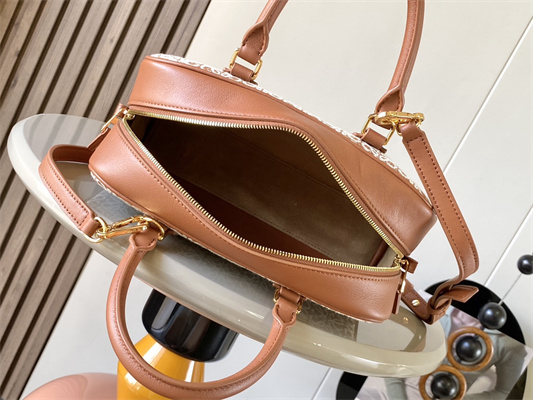 L0ew* amazona 23 bag in anagram jacquard and calfskin brown