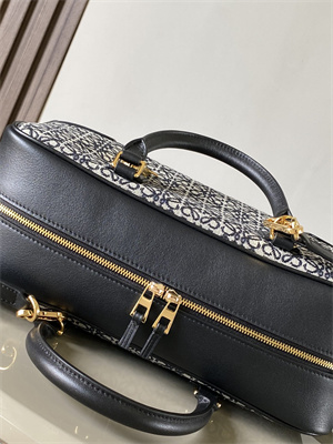 L0ew* amazona 28 bag in anagram jacquard and calfskin black
