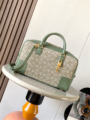 L0ew* amazona 28 bag in anagram jacquard and calfskin green