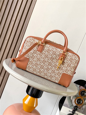 L0ew* amazona 28 bag in anagram jacquard and calfskin brown