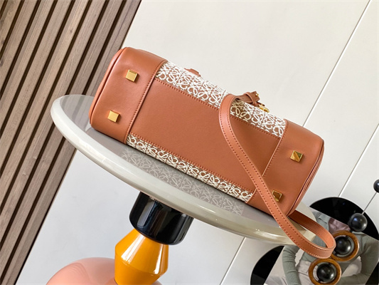 L0ew* amazona 28 bag in anagram jacquard and calfskin brown