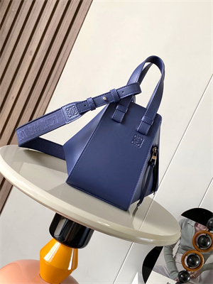 L0ew* compact hammock bag in satin calfskin with jacquard strap