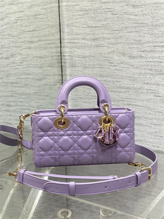 CD Small Lady D-Joy Bag Cannage Lambskin Enamel Gold Tone Metal Purple