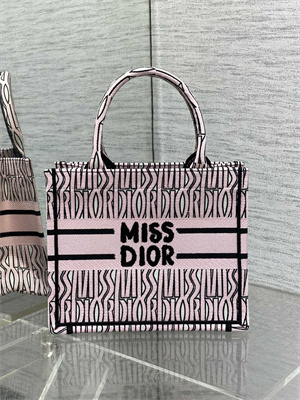 cd miss D*or small book tote allover emb pale pink