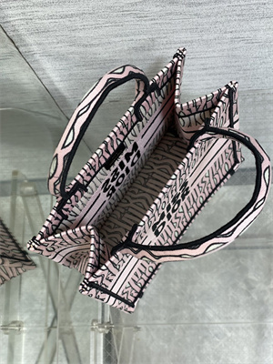 cd miss D*or small book tote allover emb pale pink