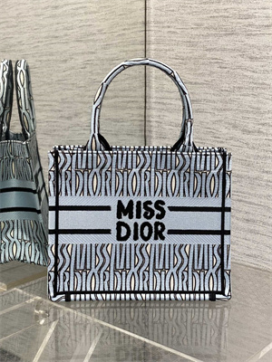 cd miss D*or small book tote allover emb pale blue