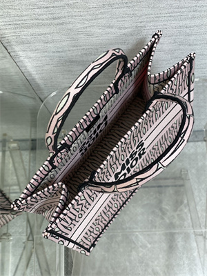 cd miss D*or medium book tote allover emb pale pink