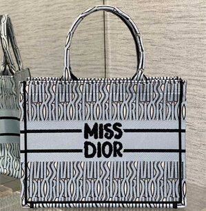 cd miss D*or medium book tote allover emb pale blue