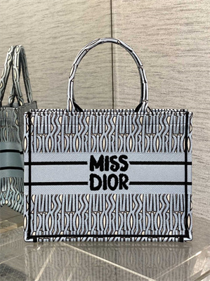 cd miss D*or medium book tote allover emb pale blue