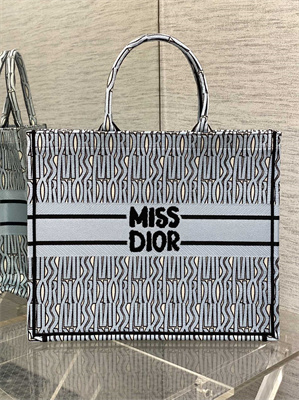 cd miss D*or large book tote allover emb pale blue