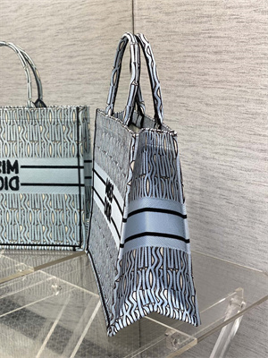 cd miss D*or large book tote allover emb pale blue