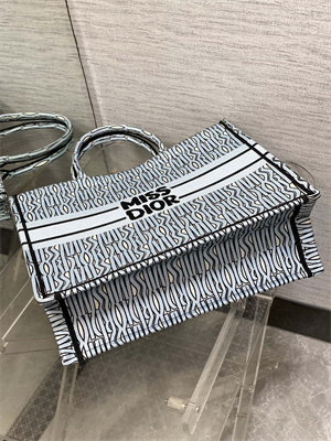 cd miss D*or large book tote allover emb pale blue
