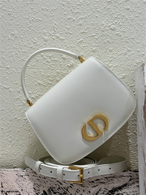 CD Medium 30 Montaigne Avenue Top Handle Bag Latte Ribbed Calfskin