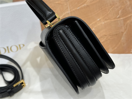 CD Medium 30 Montaigne Avenue Top Handle Bag Black Ribbed Calfskin