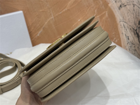 CD Medium 30 Montaigne Avenue Top Handle Bag Powder Beige Ribbed Calfskin