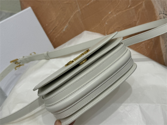 CD Small 30 Montaigne Avenue Top Handle Bag Latte Ribbed Calfskin