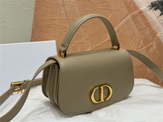 CD Small 30 Montaigne Avenue Top Handle Bag Powder Beige Ribbed Calfskin