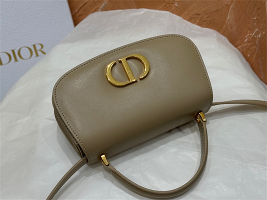 CD Small 30 Montaigne Avenue Top Handle Bag Powder Beige Ribbed Calfskin