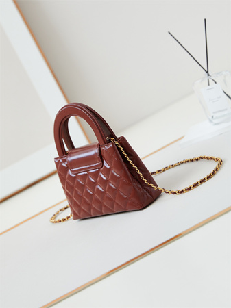 Cha.nel Mini Shopping Bag Kelly Bag Shiny Aged Calfskin Gold-Tone Metal Burgundy AS4416